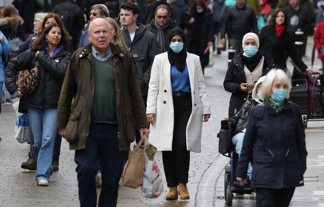 Christmas shoppers on the high street