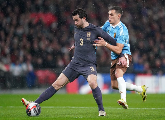 England’s Ben Chilwell in action against Belgium