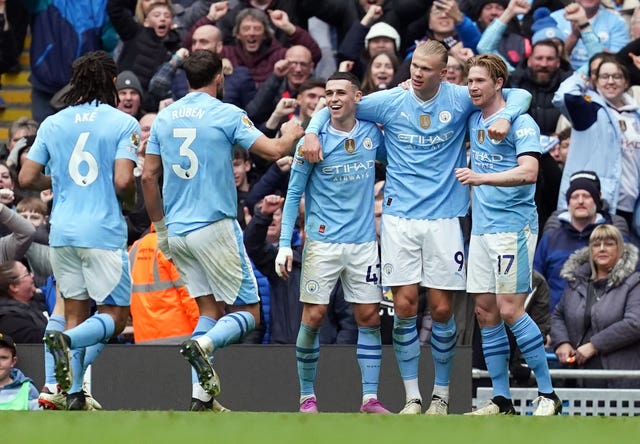 Erling Haaland scored twice in Manchester City's win over Everton on Saturday