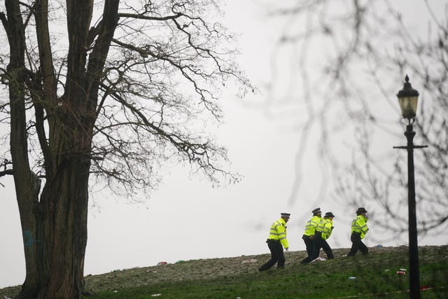 Police officers on Primrose Hill in north London