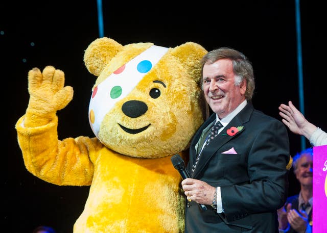Sir Terry Wogan during filming for Children in Need