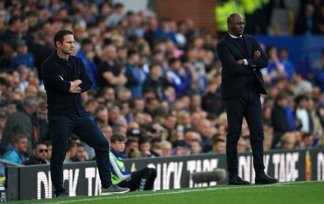 Everton manager Frank Lampard and Crystal Palace manager Patrick Vieira