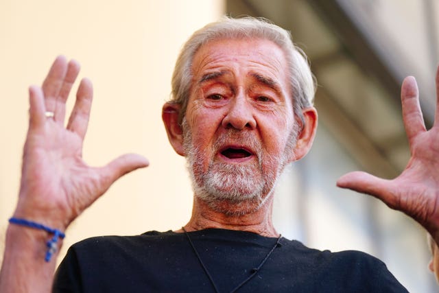 David Hunter speaks to the media outside Paphos District Court in Cyprus after he was released from custody (Victoria Jones/PA)