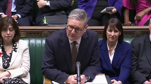 Sir Keir Starmer speaks from the despatch box in the Commons