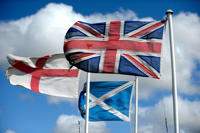 UK, Scottish and English flags