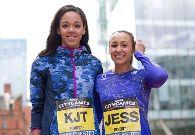 Katarina Johnson-Thompson and Jessica Ennis-Hill during a photocall for the Great CityGame