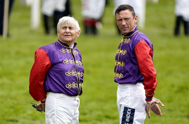 Willie Carson (left) with Frankie Dettori who will ride Gregory in the St Leger 