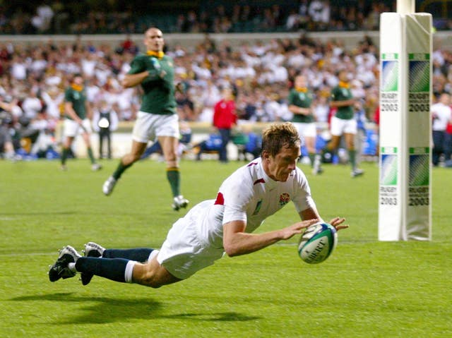 Will Greenwood scores against South Africa