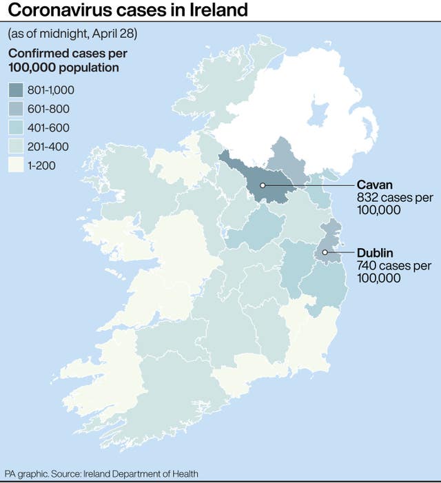 Coronavirus cases in Ireland