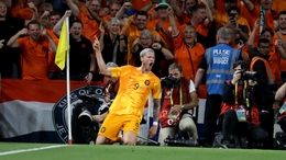 Wout Weghorst celebrates after scoring the Netherlands’ winner (Donall Farmer/PA)
