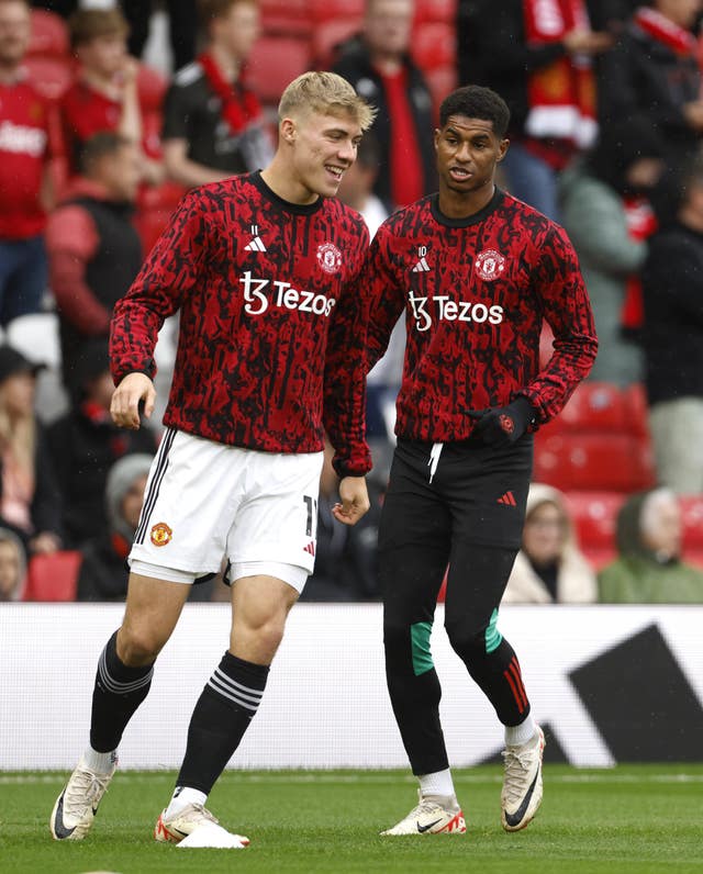 Rasmus Hojlund (left) and Marcus Rashford