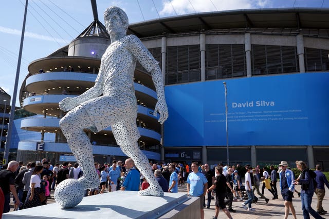 City already have statues in place honouring Aguero's team-mates David Silva (pictured) and Vincent Kompany