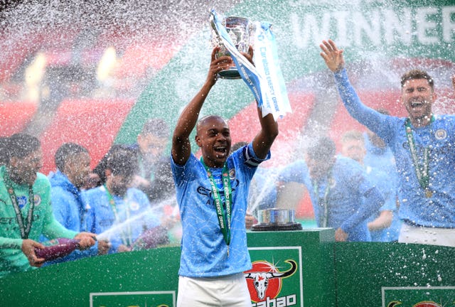 Manchester City celebrated victory in front of 2,000 of their supporters at Wembley