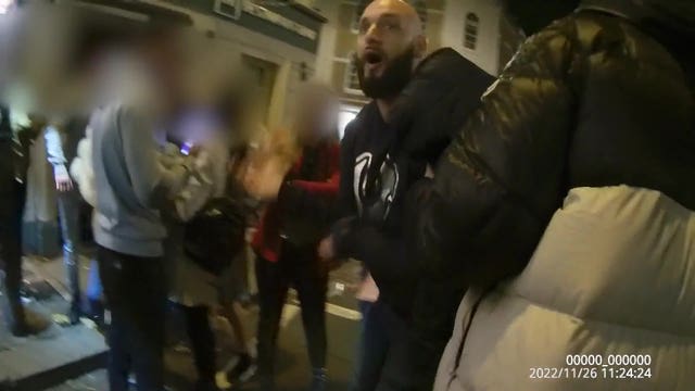 Ross Hamilton arguing outside the Viva nightclub in Richmond