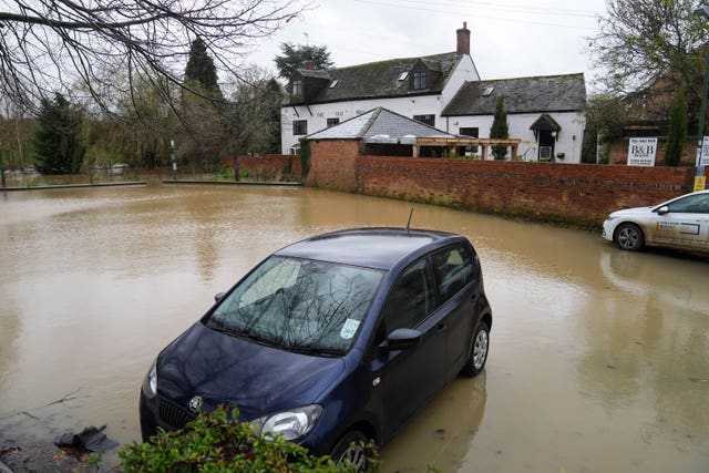 A flooded car park in Shipston-on-Stour, Warwickshire 