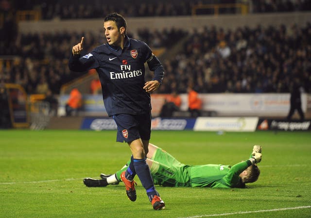 Cesc Fabregas scored 19 goals in all competitions in 2009/10.