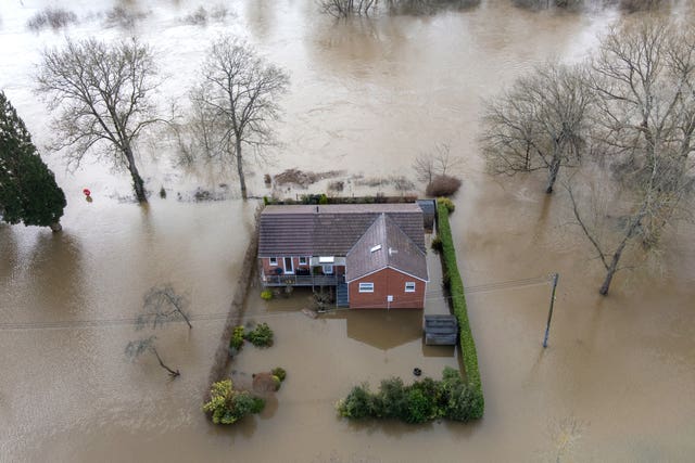 A playground submerged by floodwater in Bewdley 