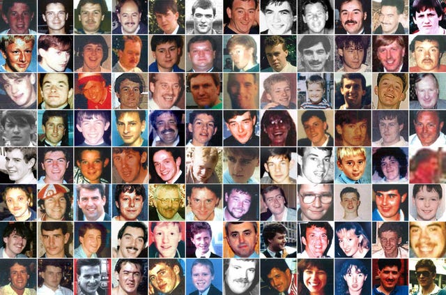 Photos of the full list of the victims of the Hillsborough disaster