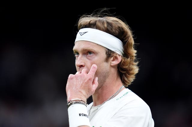 Andrey Rublev during his defeat to Carlos Alcaraz