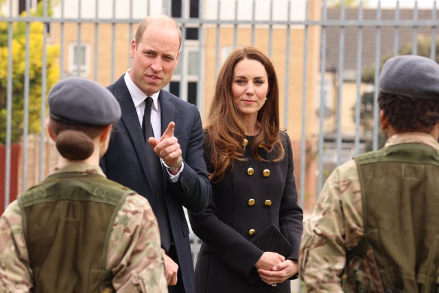 William and Kate talk to cadets