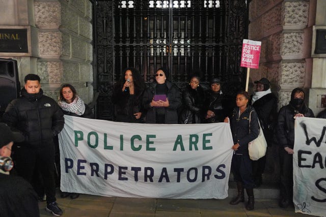 A demonstration outside the Old Bailey in central London.