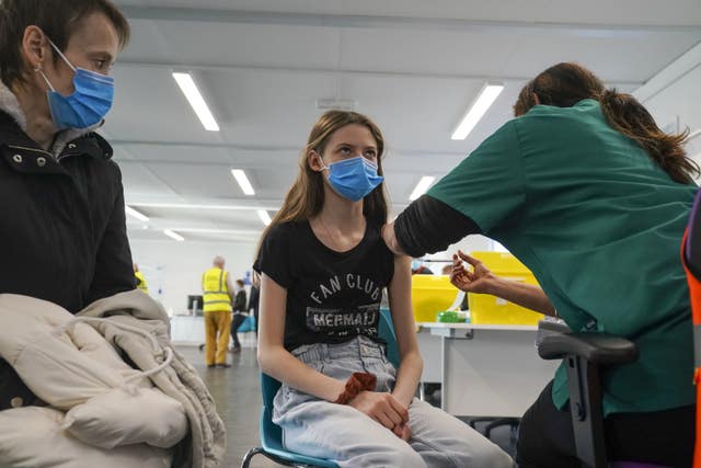 Veronika receives her vaccination 