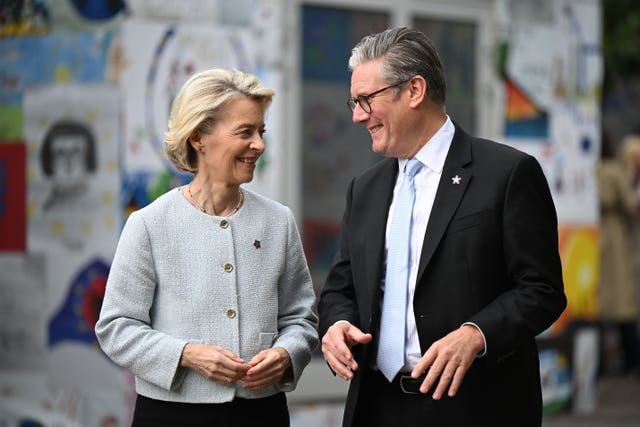 Prime Minister Sir Keir Starmer with president of the European Commission Ursula von der Leyen ahead of their bilateral meeting as he attends the European Political Community Summit in Tirana, Albania 