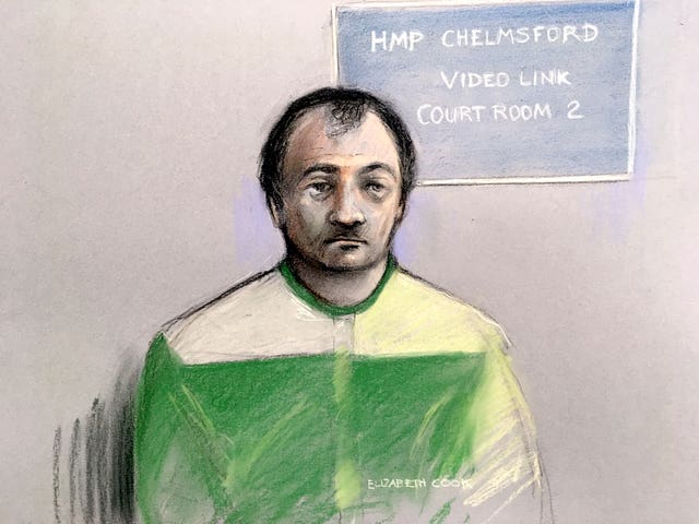 Court artist sketch of Terence Glover