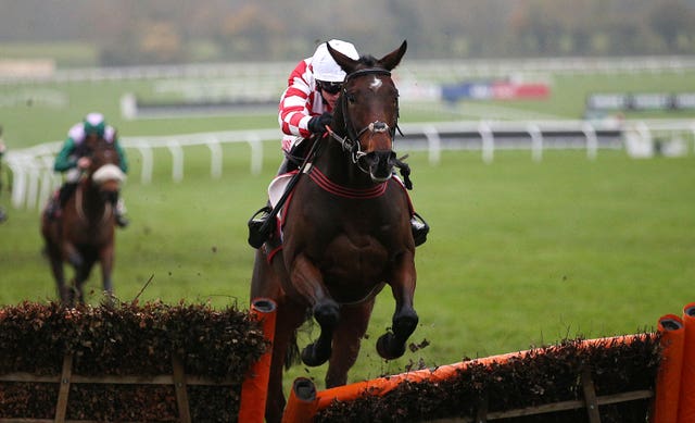 Hang In There, ridden by Adam Wedge, won the Sky Bet Supreme Trial Novices' Hurdle at Cheltenham