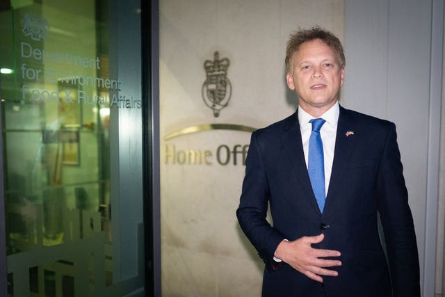 Grant Shapps speaks to the media outside the Home Office in London after being appointed Home Secretary following the resignation of Suella Braverman