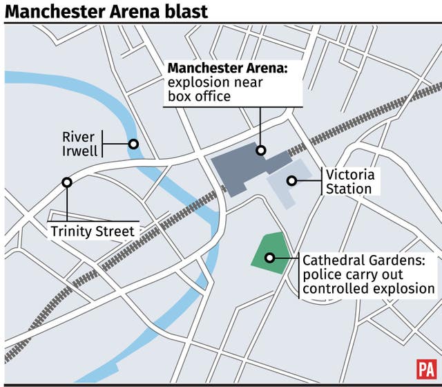 Graphic locates explosion at Manchester Arena