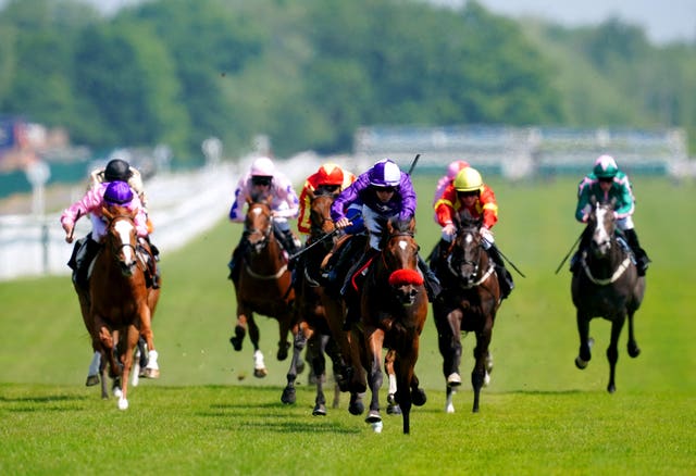 Mapmaker (centre, purple) leads the way at Newbury