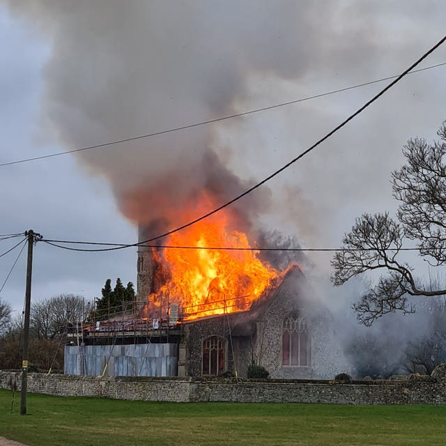 Beachamwell church fire
