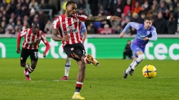 Brentford’s Ivan Toney scores from the penalty spot (Adam Davy/PA).