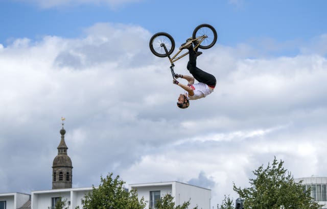 Great Britain’s Shaun Gornall competes in the men's elite qualification session in the BMX Freestyle during day four of the 2023 UCI Cycling World Championships