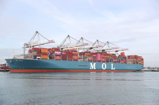 A ship n Southampton Docks (Andrew Matthews/PA)