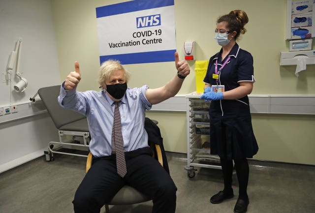 Prime Minister Boris Johnson after receiving the vaccine