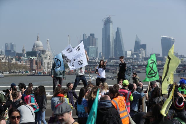 Demonstrators on Waterloo Bridge