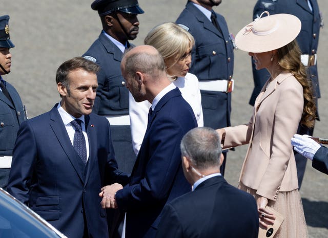 The royals meet Mr Macron and his wife at RAF Northolt