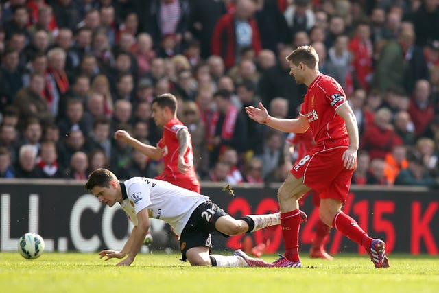 Gerrard stamped on Ander Herrera's shin just 38 seconds after coming on as a substitute