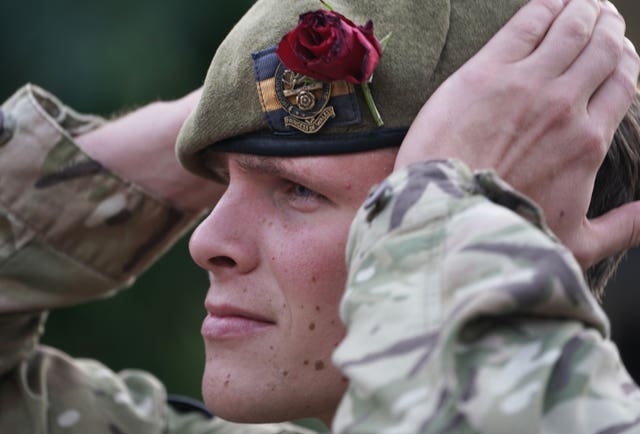 A soldier wearing the beret 