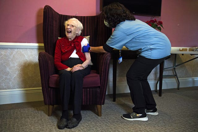 Ellen Prosser receives the jab