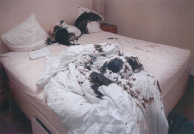 The bed where Berlinah Wallace threw acid over Mark van Dongen (Avon and Somerset Police/PA)