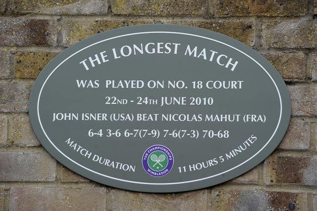 Wimbledon's longest match has been recognised with a plaque at the All England Club
