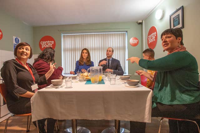 The Duke and Duchess of Cambridge during a visit to Centrepoint in Barnsley