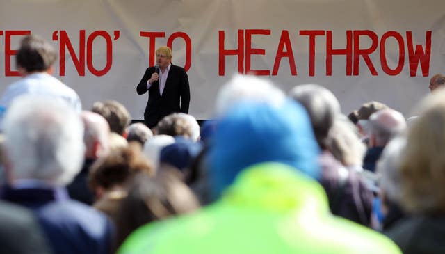 Boris Johnson at a 'no to Heathrow' protest