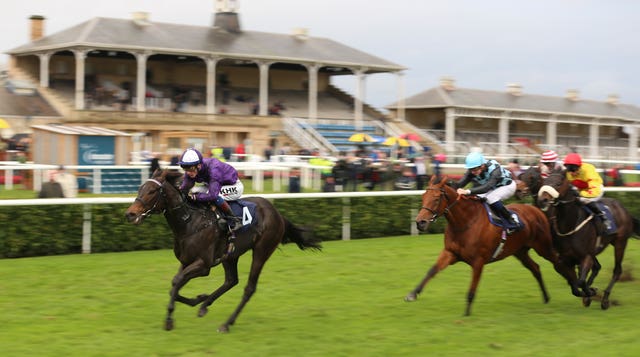 Baradar ridden by David Egan (left) wins the BetGoodwin Our Best Odds Guaranteed Handicap Stakes at Doncaster in November