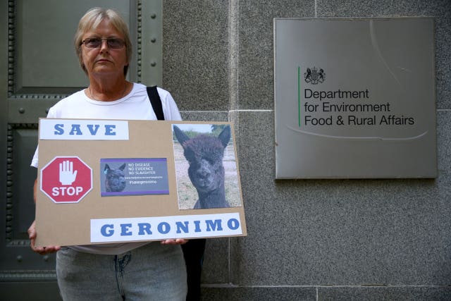 Demonstrators outside Defra headquarters in central London during a protest march