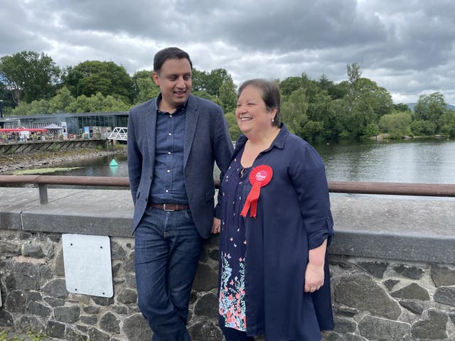 Scottish Labour leader Anas Sarwar with eputy leader of Jackie Baillie at Loch Lomond Shores, Balloch, West Dunbartonshire