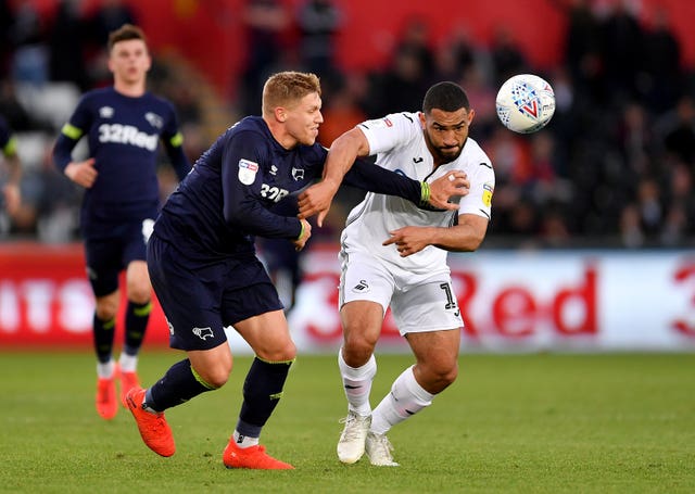 Cameron Carter-Vickers in action for Swansea against Derby